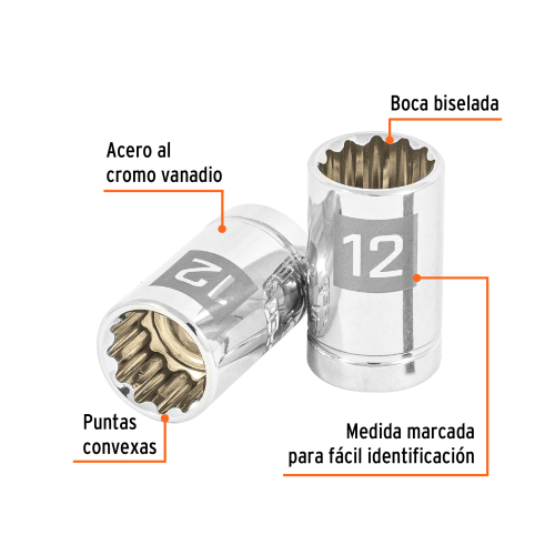 DADO CORTO 12MM 12 PUNTAS CUADRO 3/8 TRUPER