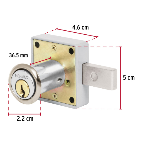 CERRADURA PARA MUEBLE MODELO 25 CROMO HERMEX