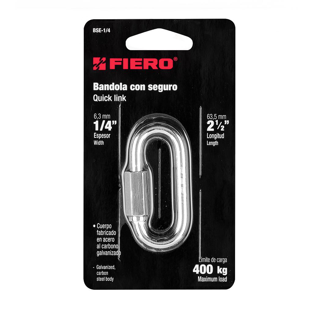 BANDOLA DE ACERO DE 1/4" CON SEGURO FIERO
