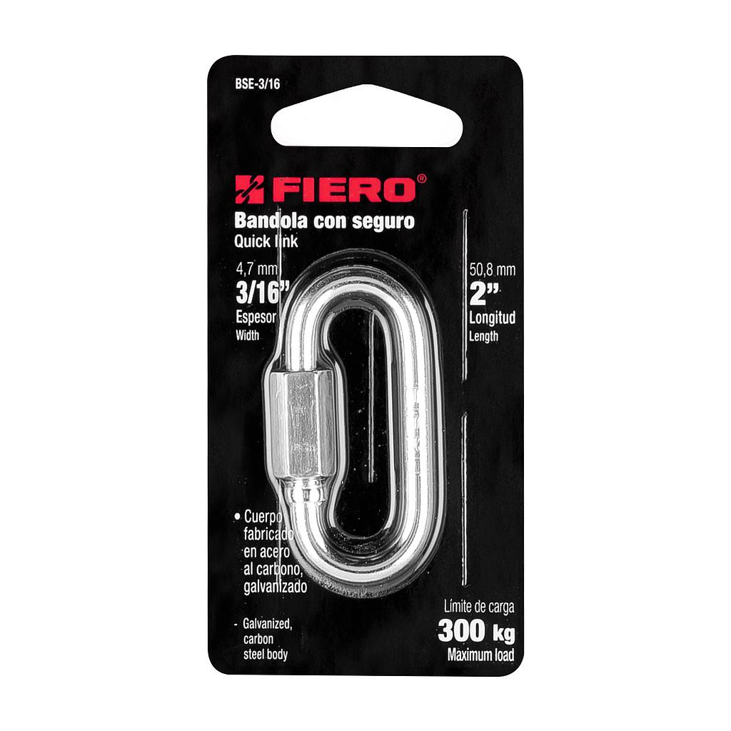 BANDOLA DE ACERO DE 3/16" CON SEGURO FIERO