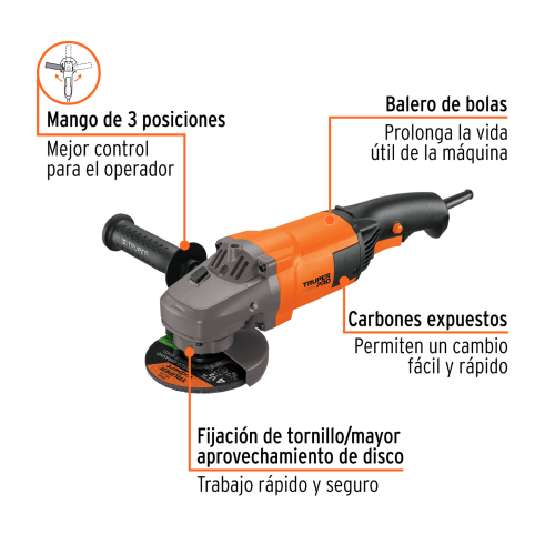 ESMERLADORA ANGULAR 4-1/2,1300W,TRUPER