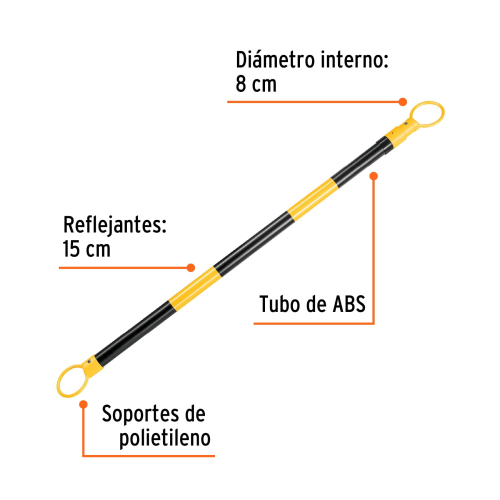 BARRA EXTENSIBLE DE 1.3 A 2.1 M REFLEJANTE PARA CONOS