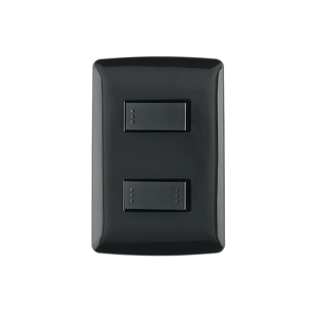 PLACA ARMADA 1 APAGADOR 1 APAGADOR ESCALERA NEGRO ITLIANA