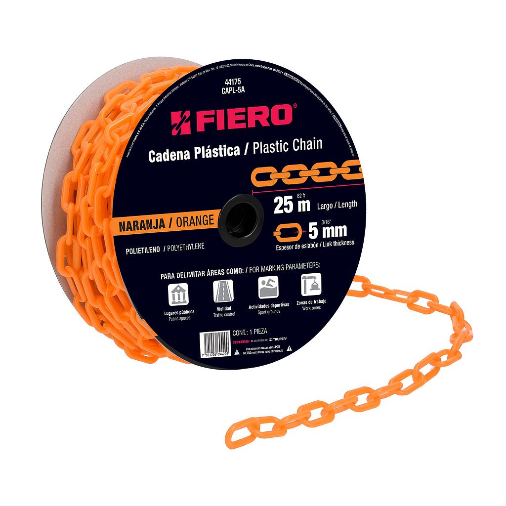 CADENA DE PLASTICO 8MM 5/16" NARANJA FIERO (25MT)