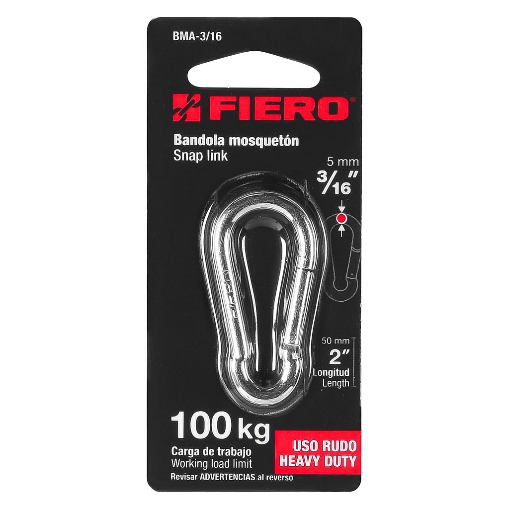 BANDOLA MOSQUETON DE ACERO DE 3/16" FIERO