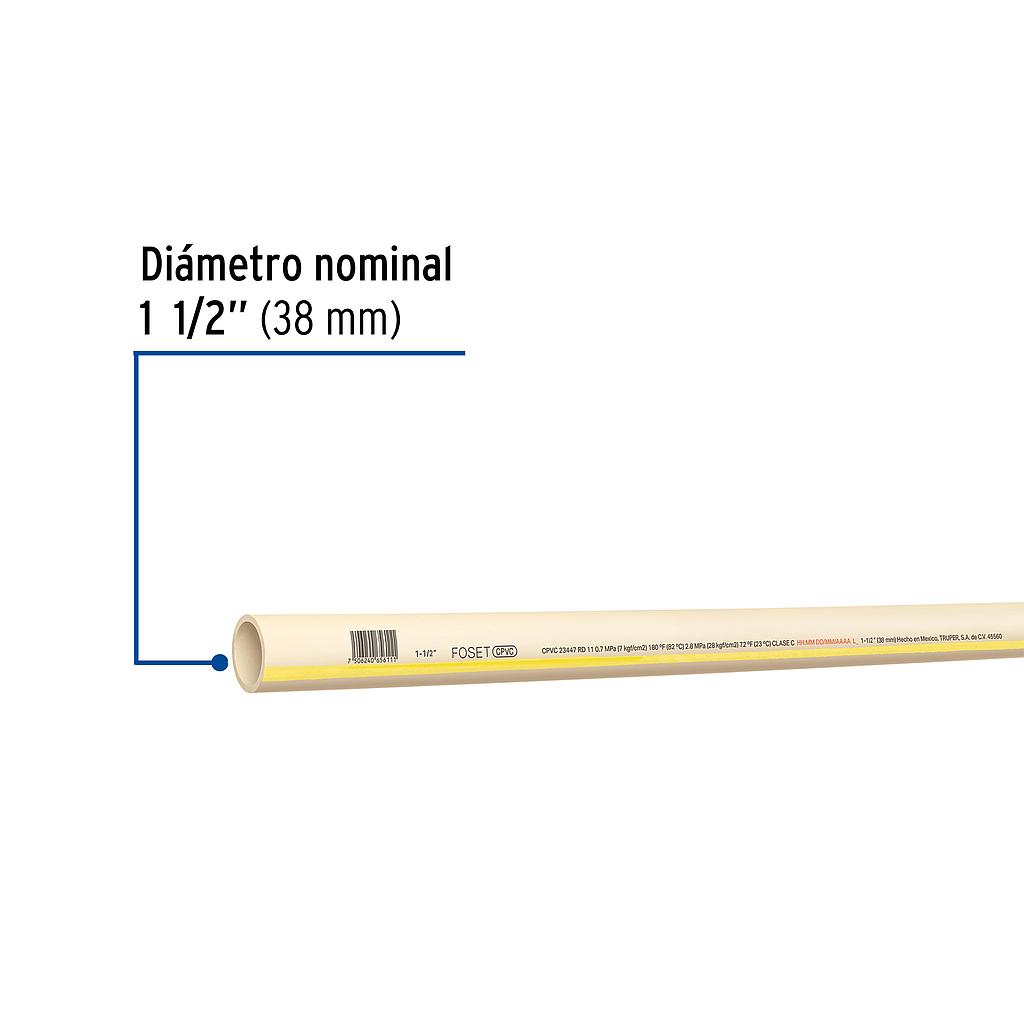 TUBO DE 1-1/2 Plg. CPVC HIDRAULICO RD 11 3M 2.1KG FOSET