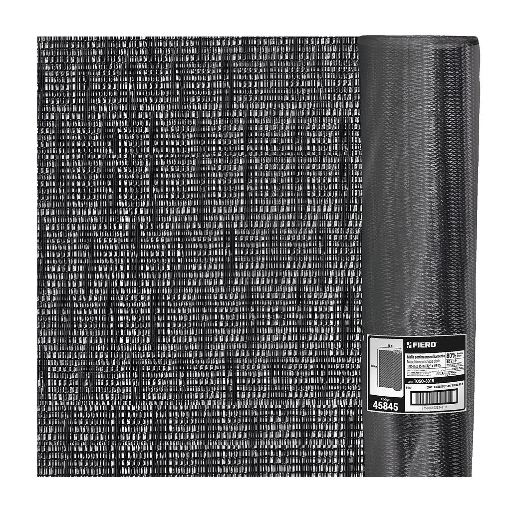 ROLLO DE MALLA SOMBRA 80% MONOFILAMENTO NEGRO 1.85M X 50M