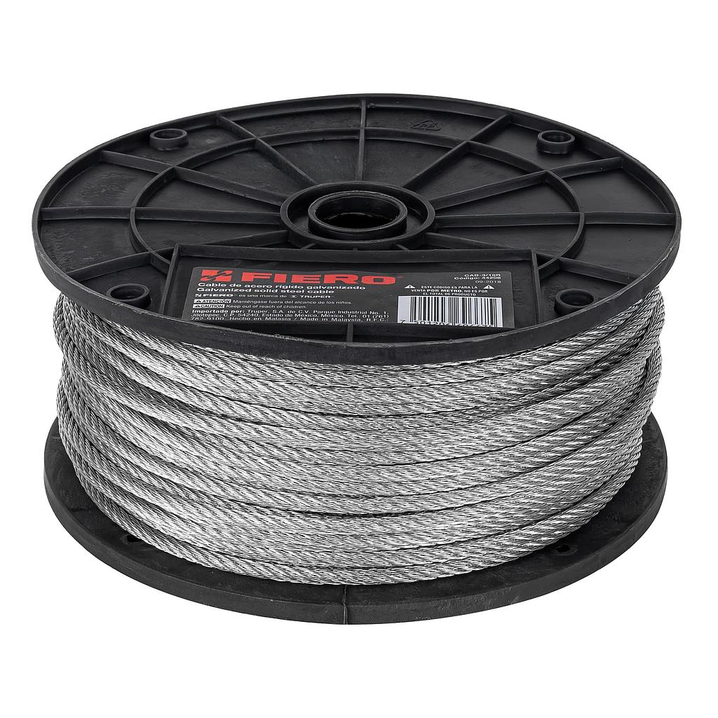 METRO DE CABLE RIGIDO DE 3/16" ACERO 7 X 7 DE 75 m FIERO