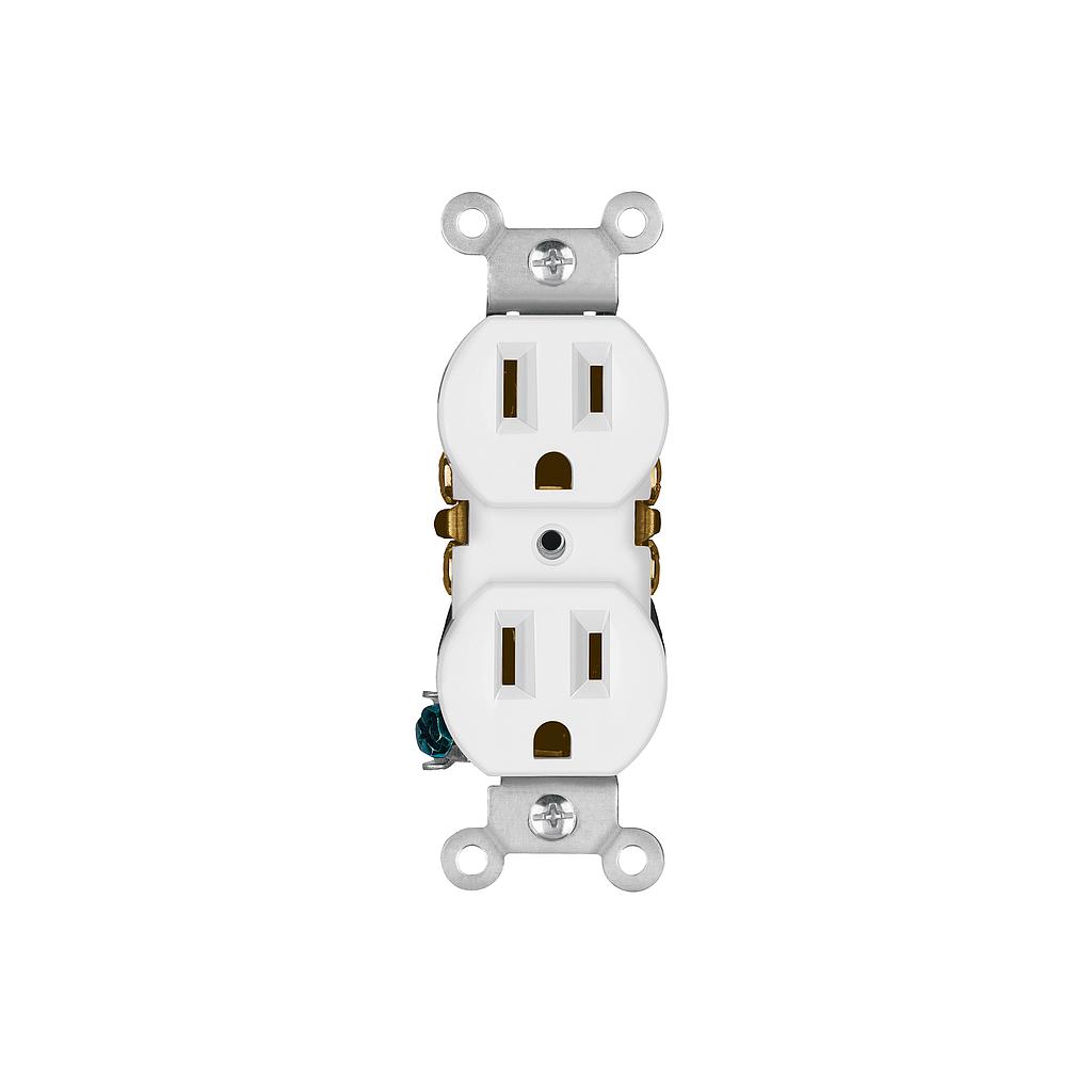 CONTACTO DUPLEX  2 POLOS 3 HILOS  STANDAR GRANEL  BLANCO