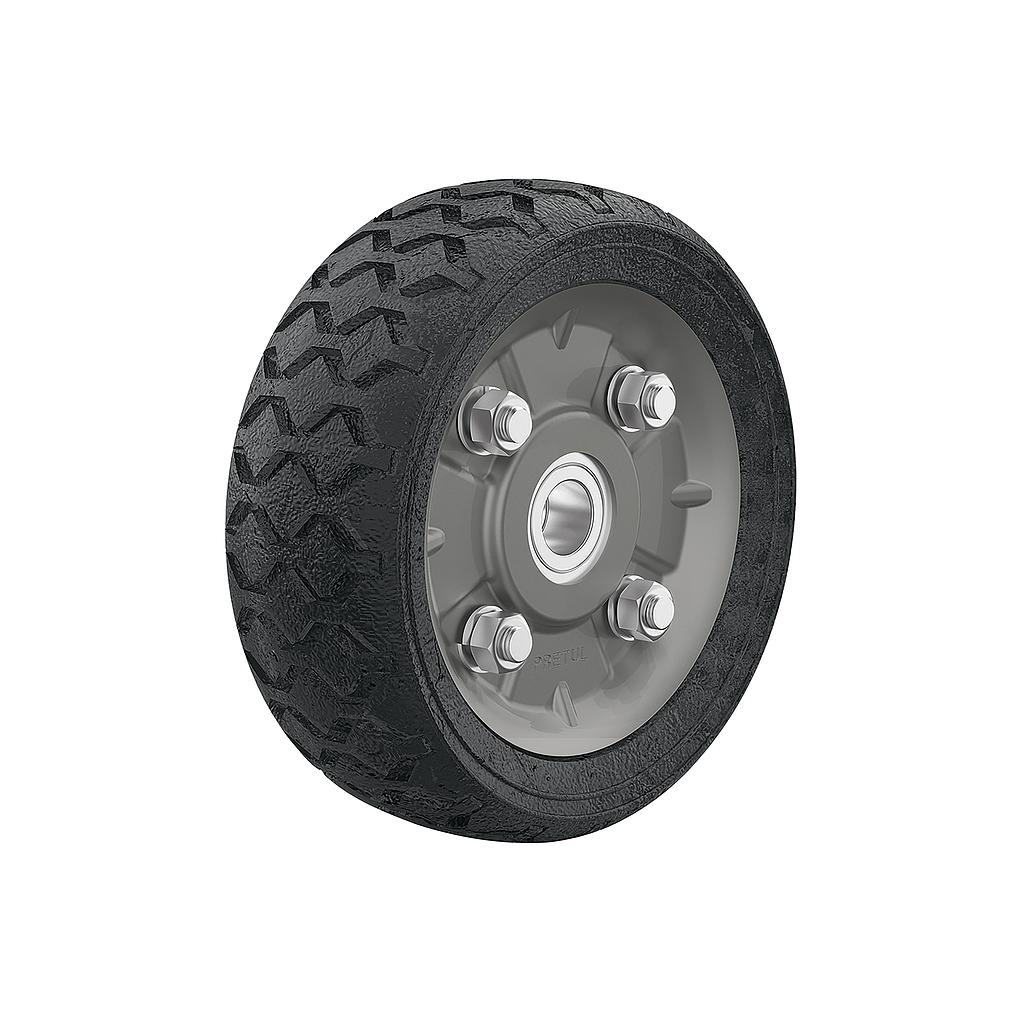 RUEDA DE HULE SOLIDO 6 PARA DIABLO, DOBLE BALERO PRETUL