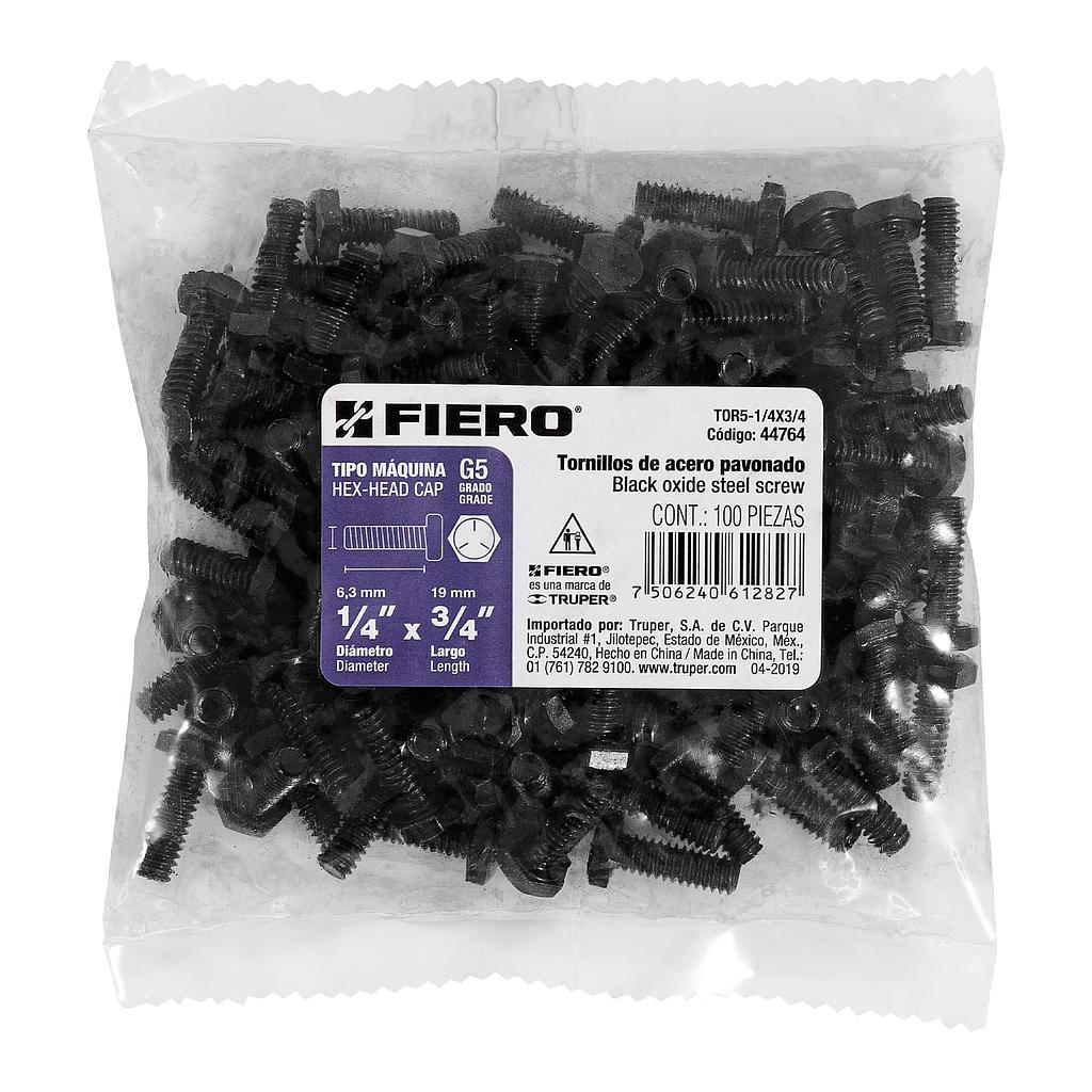 BOLSA DE 50 TORNILLOS 1/4" X 3" ACERO GRADO 5 FIERO