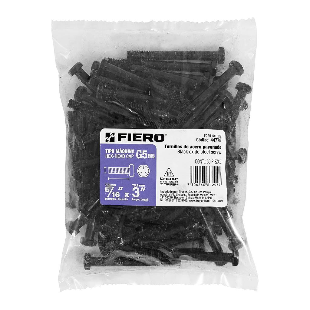 BOLSA DE 60 TORNILLOS 5/16' X 3' ACERO GRADO 5 FIERO
