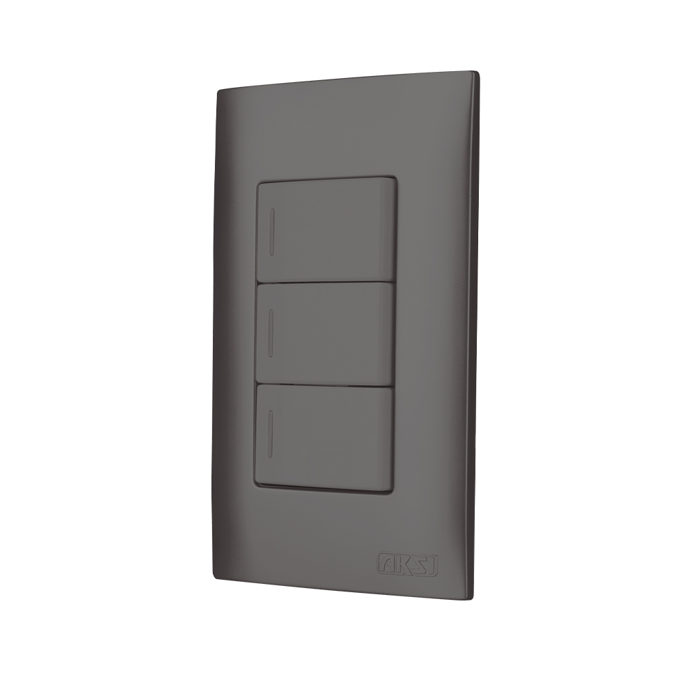 APAGADOR TRIPLE SENCILLO DE TECLA CON PALANCA PLASTICA ONIX LINEA ALTIMUS