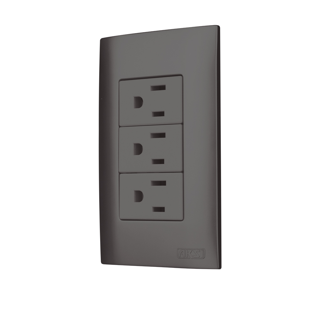CONTACTO TRIPLE ATERRIZADOS CON PLACA PLASTICA ONIX LINEA ALTIMUS