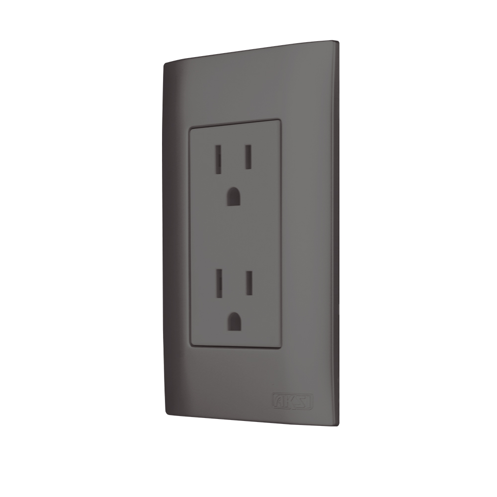 CONTACTO DUPLEX OCULTO ATERRIZADO CON PLACA PLASTICA ONIX LINEA ALTIMUS