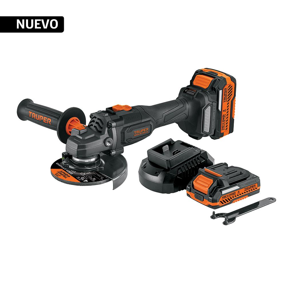 ESMERILADORA 4-1/2', 20V, 2 BATERíAS 4AH, INDUSTRIAL