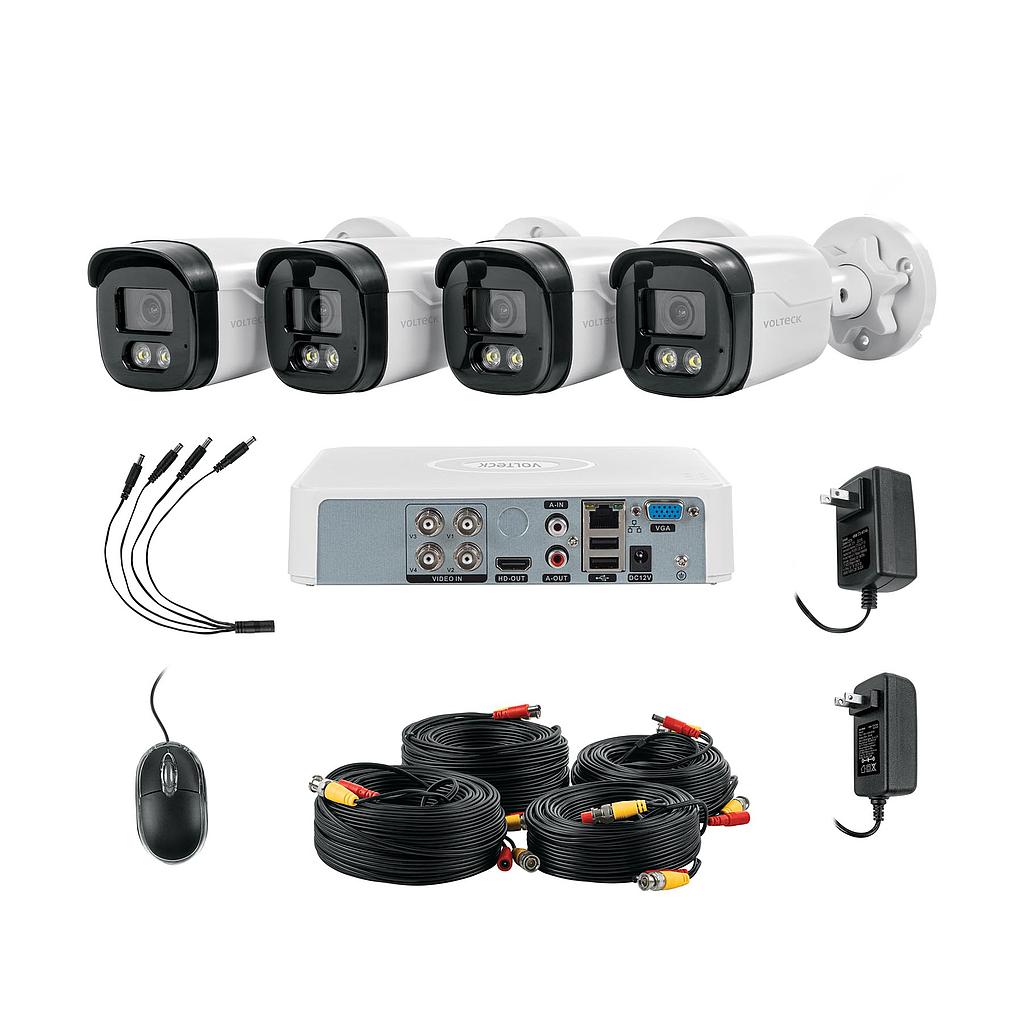 KIT VIDEO VIGILANCIA 4 CANALES 4 CAMARAS 5 MP DISCO 1 TB