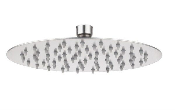 REGADERA EN ACERO INOXIDABLE SATIN PLATO GRANDE DE 8” REDONDA ANTISARRO INCLUYE AHORRADOR (NO INCLUYE BRAZO) ALAN