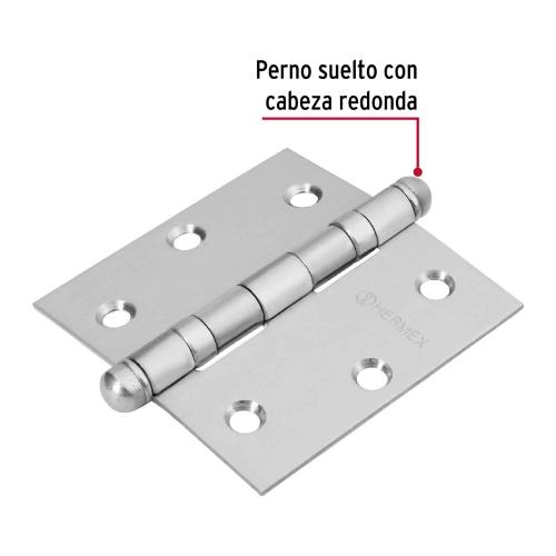 BISAGRA CUADRADA DE 3" ACERO INOXIDABLE CABEZA REDONDA HERMEX