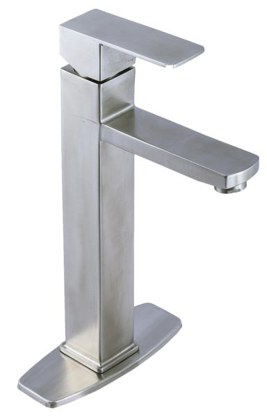 MONOMANDO ALTO CUADRADO PARA LAVABO EN ACERO INOXIDABLE EXCELENCIA (INCLUYE CUBIERTA) ALAN
