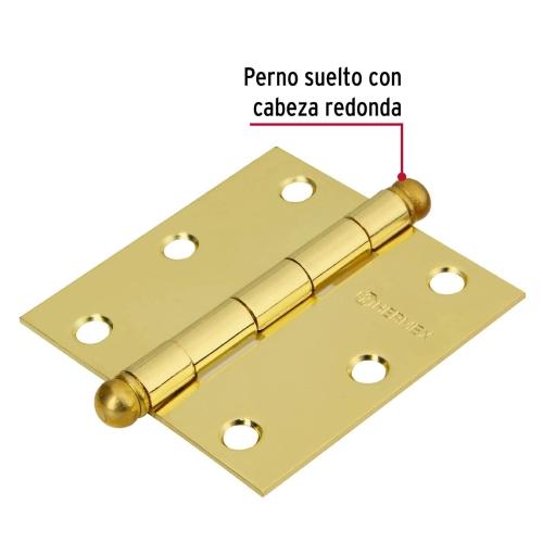 BISAGRA CUADRADA DE 2" LATONADO CABEZA REDONDA HERMEX
