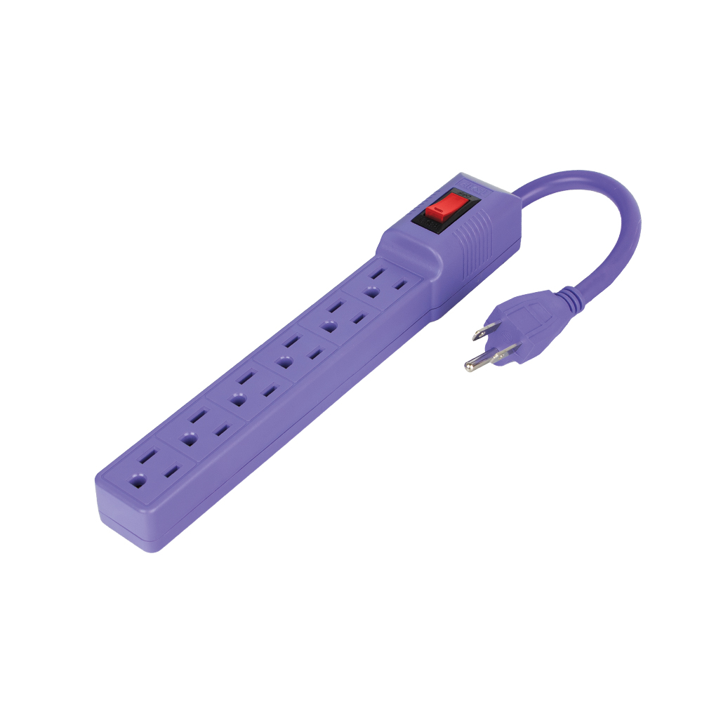 BARRA MULTICONTACTO 6 ENTRADAS CABLE 20 cm 16 AWG MORADO