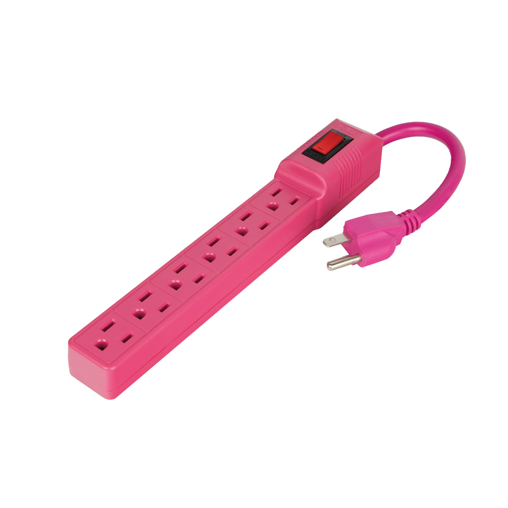 BARRA MULTICONTACTO 6 ENTRADAS CABLE 20 cm 16 AWG ROSA