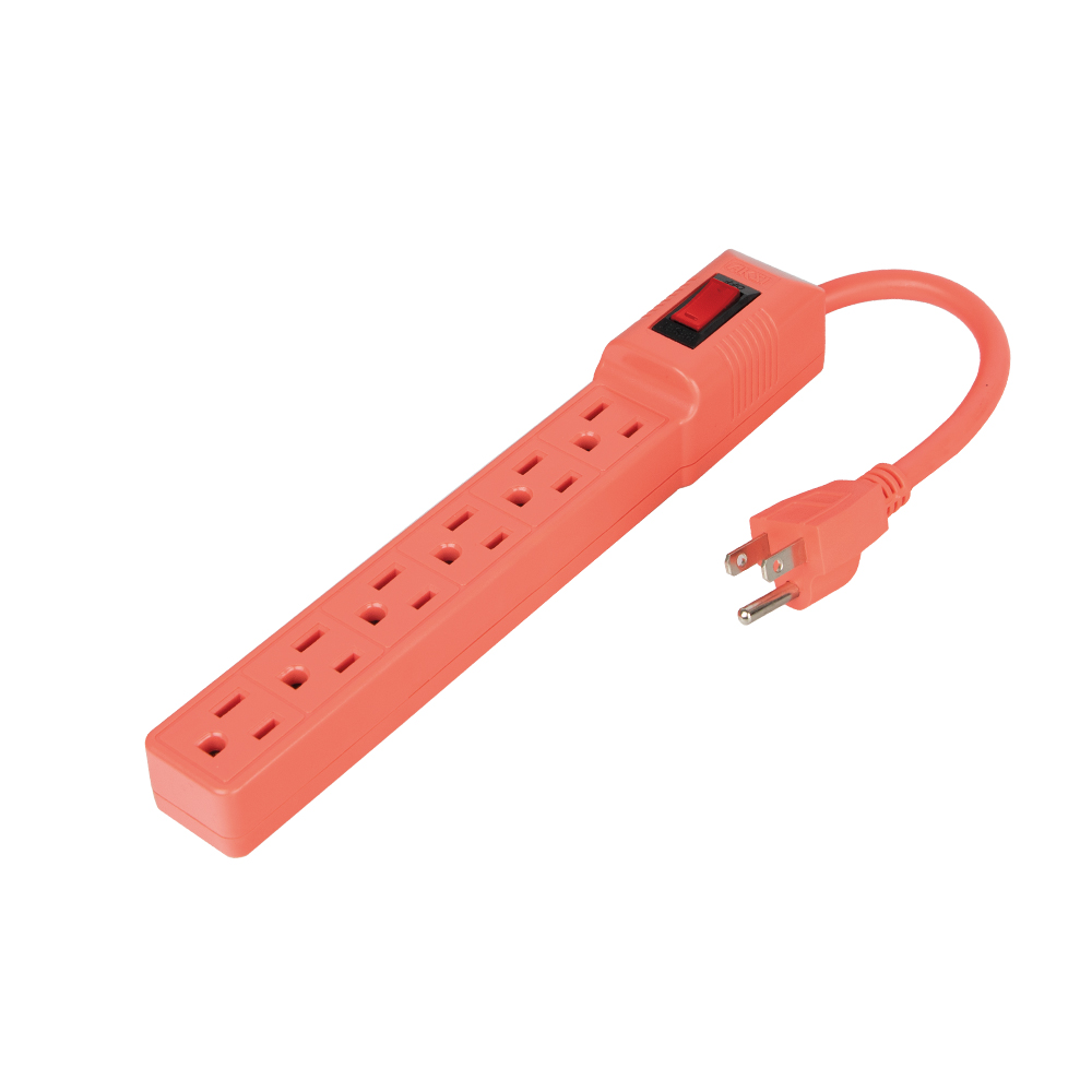 BARRA MULTICONTACTO 6 ENTRADAS CABLE 20 cm 16 AWG CORAL