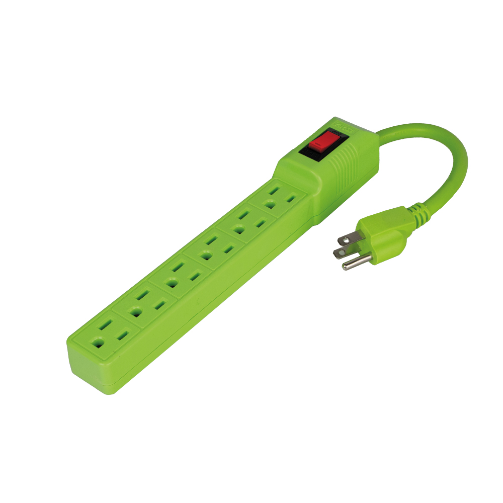 BARRA MULTICONTACTO 6 ENTRADAS CABLE 20 cm 16 AWG VERDE LIMON