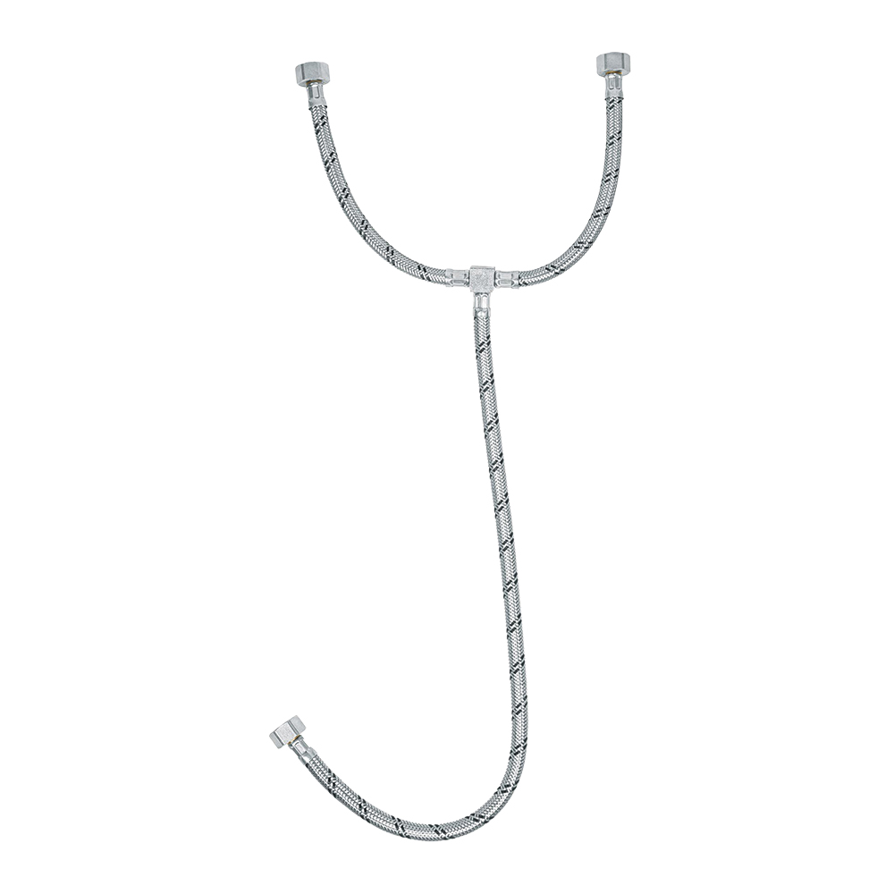 MANGUERA FELXIBLE EN Y PARA LAVABO 1/2" X 1/2" X 1/2" (55cm) AKSI