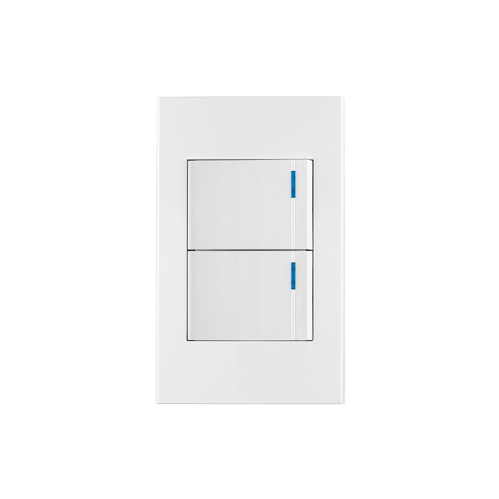 PLACA ARMADA 2 INTERRUPTORES 1.5 MODULOS ESPAÑOLA BLANCO