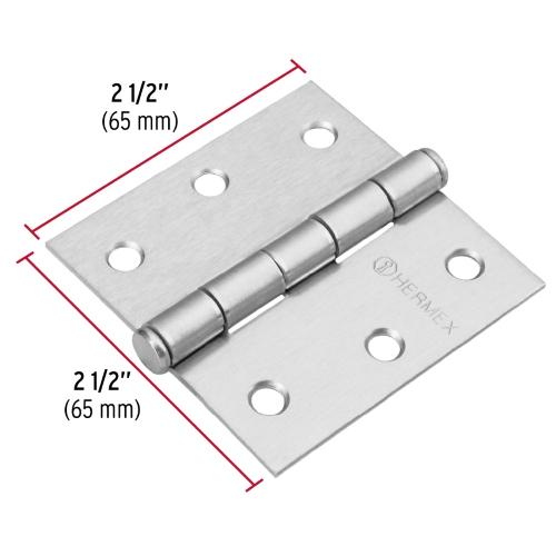 BISAGRA CUADRADA DE 2-1/2" SATINADO CABEZA PLANA HERMEX