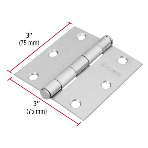 BISAGRA CUADRADA DE 3" SATINADO CABEZA PLANA HERMEX