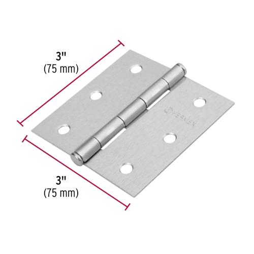 BISAGRA CUADRADA DE 3" SATINADO CABEZA PLANA BASIC HERMEX