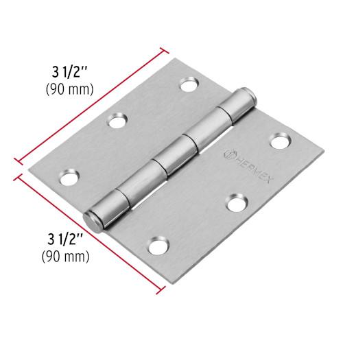 BISAGRA CUADRADA DE 3-1/2" SATINADO CABEZA PLANA HERMEX