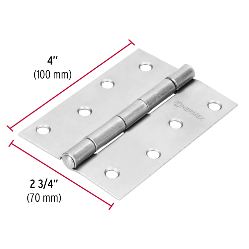 BISAGRA RECTANGULAR 4 ACERO PULIDO HERMEX
