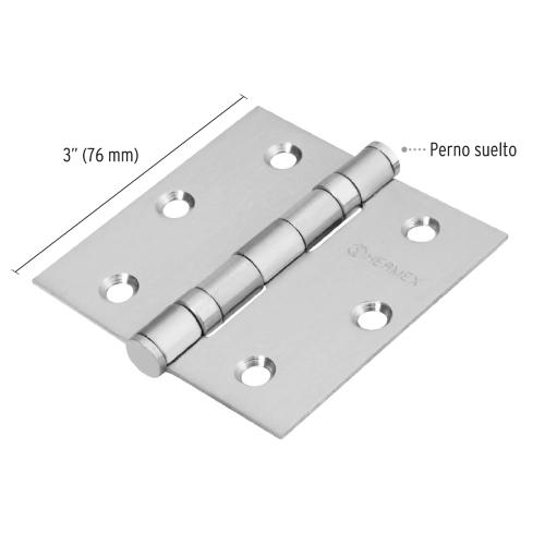 BISAGRA RECTANGULAR DE 2" ACERO INOXIDABLE HERMEX