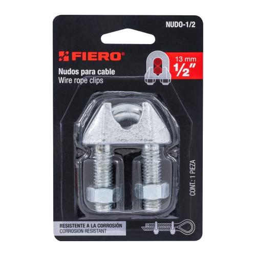 BLISTER CON 1 NUDO (PERRO) DE HIERRO PARA CABLE DE 1/2" FIERO