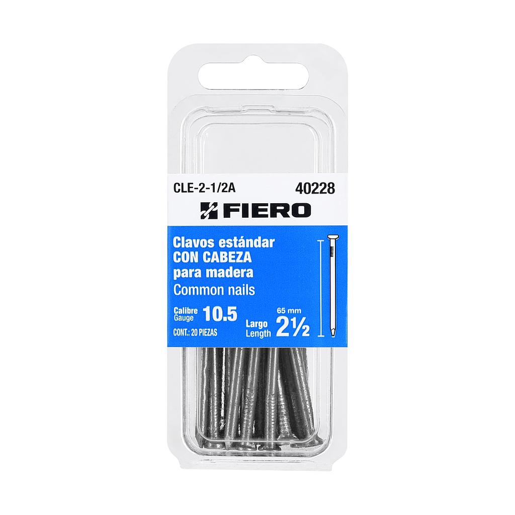 BLISTER CON 20 CLAVOS ESTANDAR DE 2-1/2" CON CABEZA FIERO