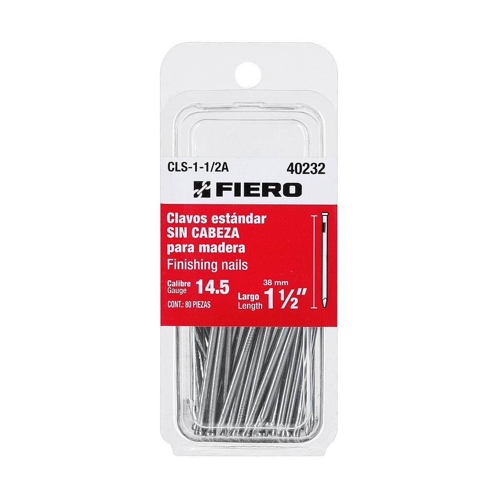 BLISTER CON 80 CLAVOS ESTANDAR DE 1-1/2" SIN CABEZA FIERO