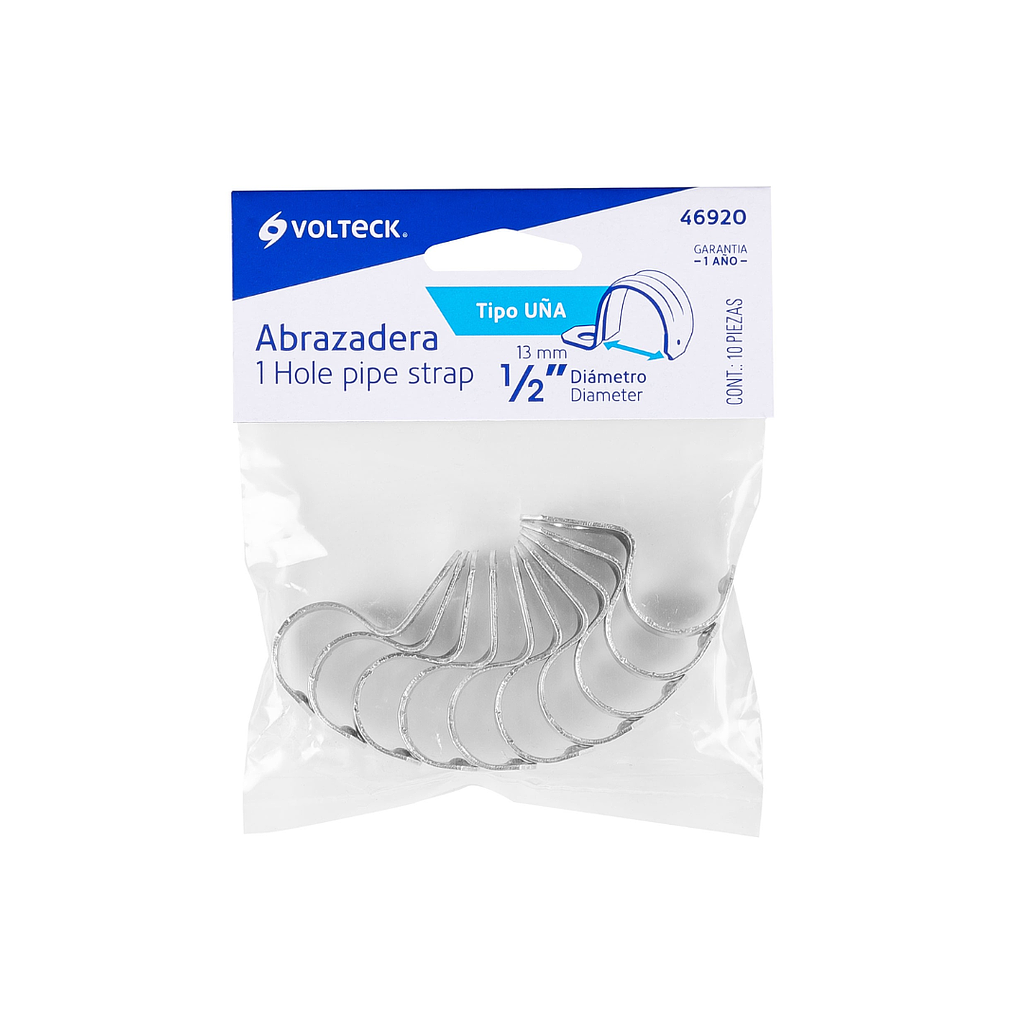 BOLSA 10 ABRAZADERA TIPO UÑA 1/2  VOLTE
