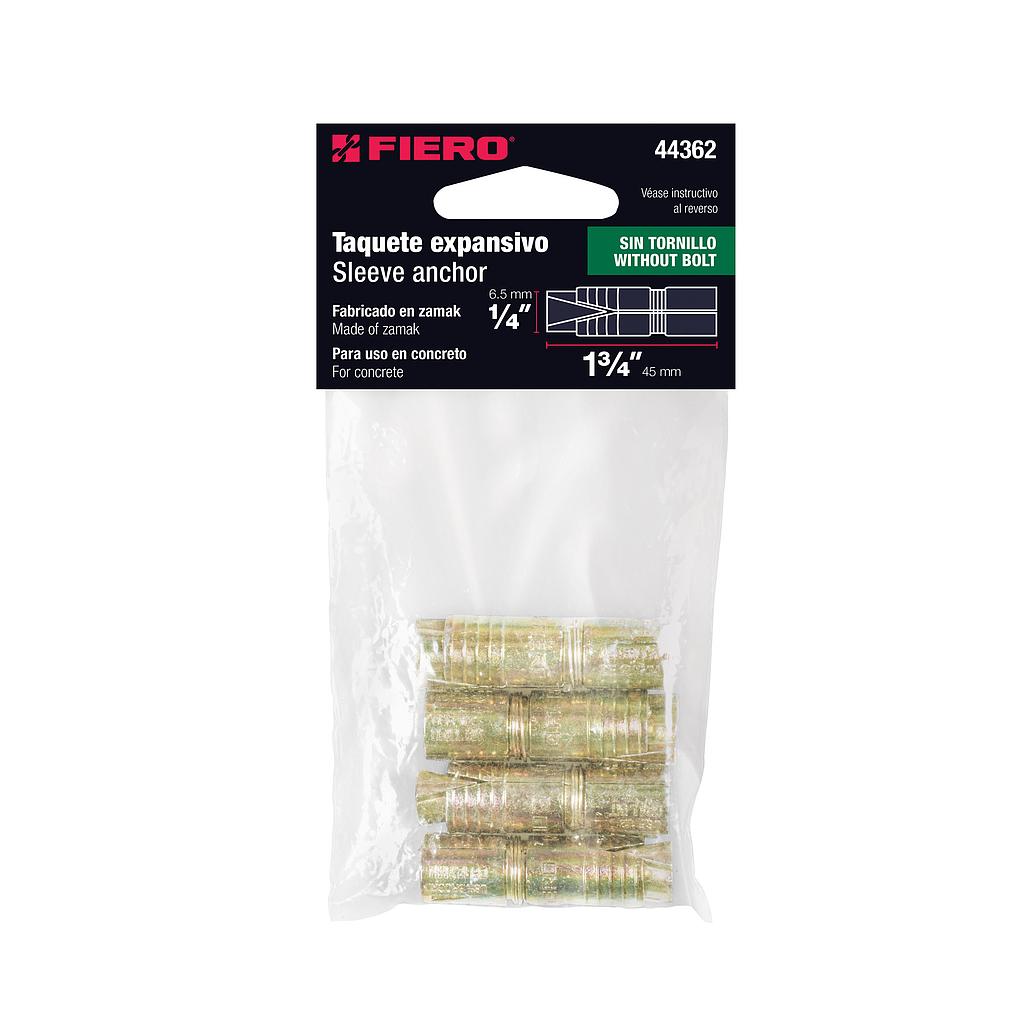 BOLSA CON 4 TAQUETES EXPANSIVOS DE 1/4" SIN TORNILLO FIERO