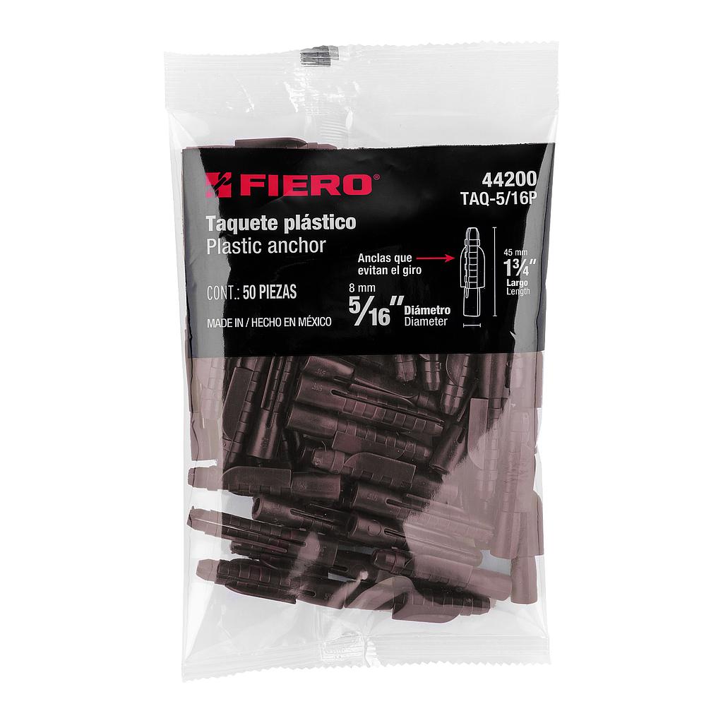 BOLSA CON 50 TAQUETES DE PLASTICO DE 5/16" FIERO
