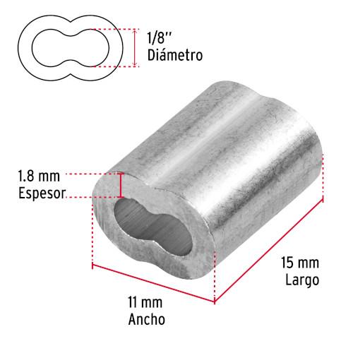 BOLSA 50PZ CASQUILLO DOBLE 1/8 ALUMINIO