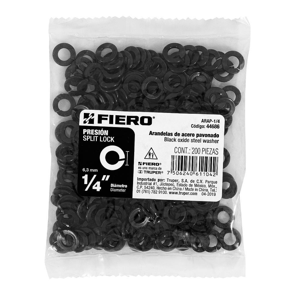 BOLSA CON 200 ARANDELAS DE PRESION DE 1/4" FIERO