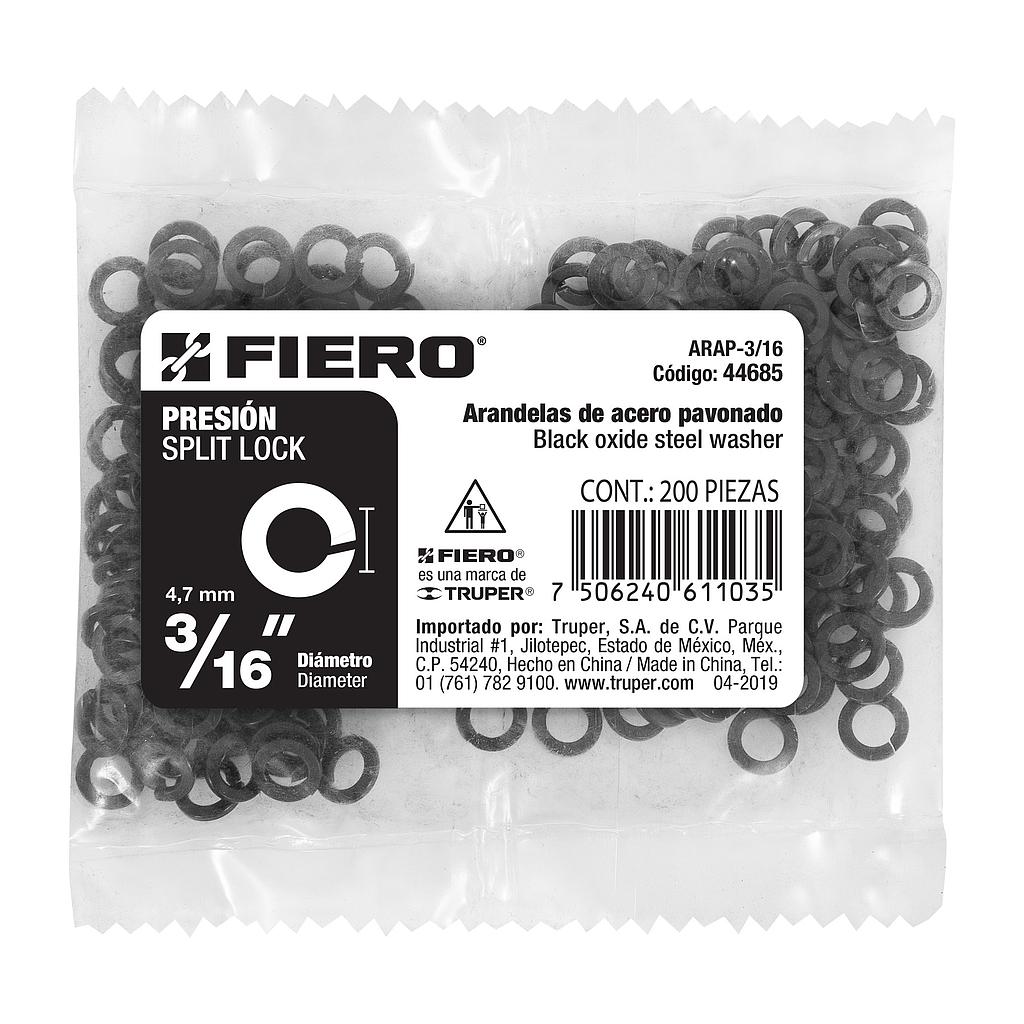 BOLSA CON 200 ARANDELAS DE PRESION DE 3/16" FIERO