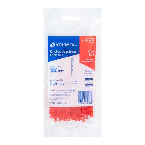 BOLSA CINCHOS ROJO 10CMX2.5MM C/100 PZA