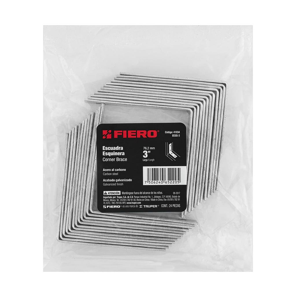 BOLSA CON 24 ESCUADRAS ESQUINERAS DE 3" X 3" FIERO