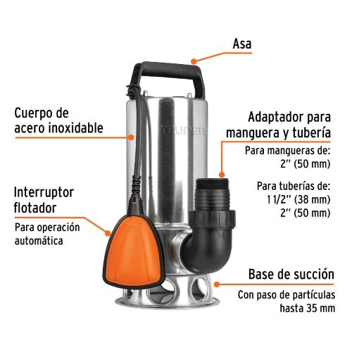 BOMBA SUMERGI P/AGUA SUCIA 1HP USO RUDO
