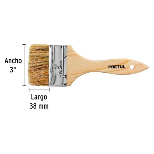 BROCHA USO GENERAL DE 3" CON MANGO DE MADERA  PRETUL